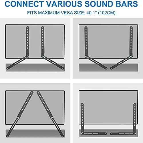 JUSTSTONE Soundbar Dağı TV Ses Çubuğu Braketi, VESA MAX 600x400mm ile TV'nin Üstüne veya Altına Monte Etmek için 22 lbs'ye